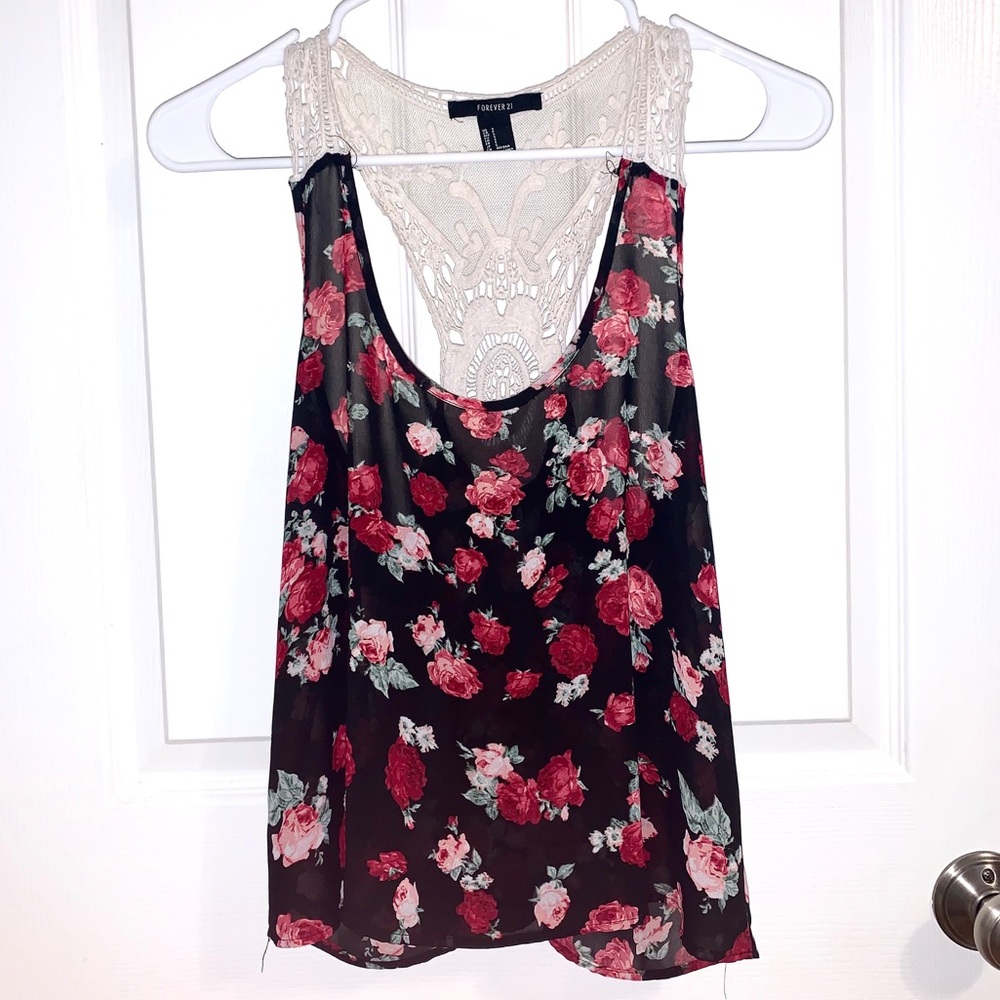 Floral Cami w/ Lace Back